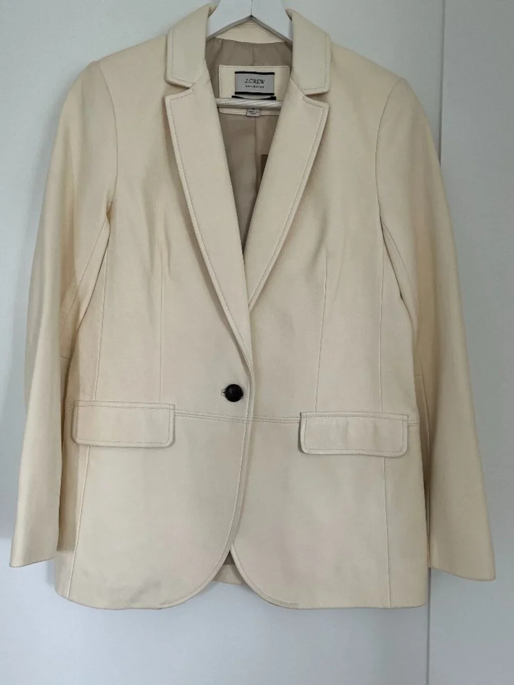 J. Crew Collection Alfie Leather Blazer in Ivory Size 4 NWT
